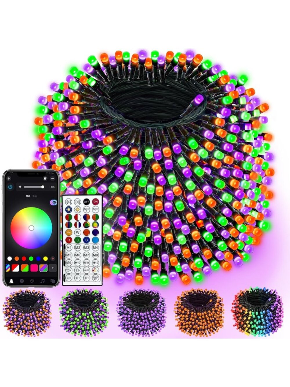 210FT Smart RGB Color Changing String Lights - 600 LED Halloween Decor